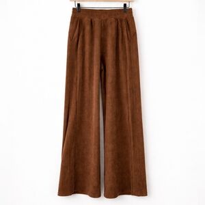 Halara Brown Ribbed Wide Leg Pants Elastic Waist Pull On Size M